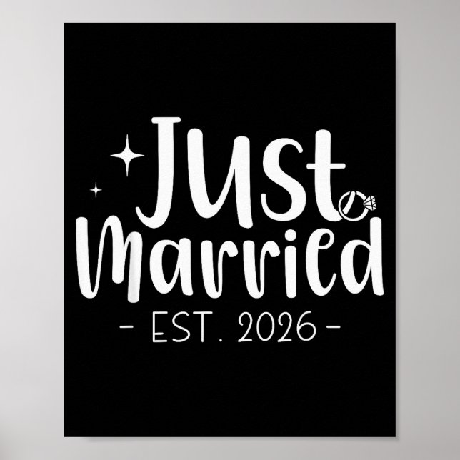 Affiche Just Married 2026 Honeymoon Wedding Couples Fiance (Devant)