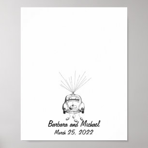 Affiche Just Married Car Fingerprint Guest Book