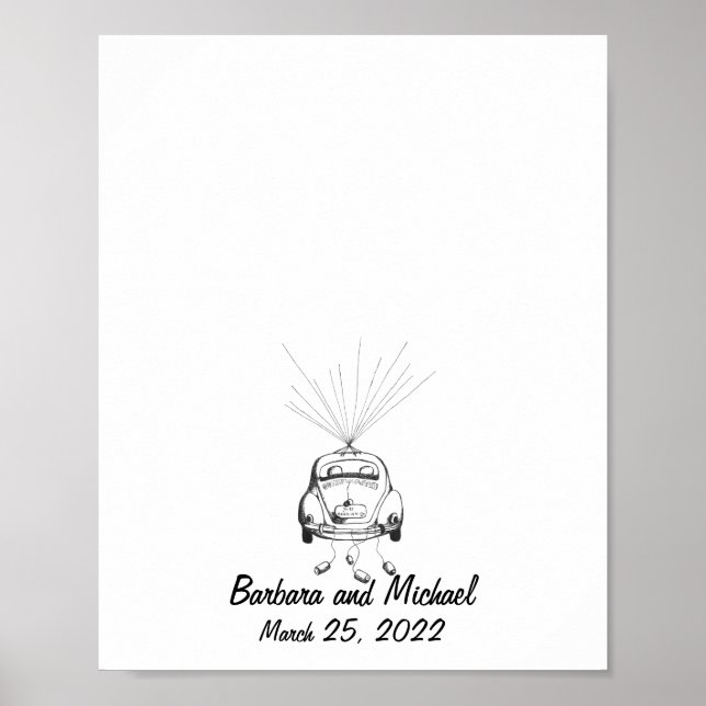 Affiche Just Married Car Fingerprint Guest Book (Devant)