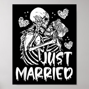 Affiche Just Married Halloween Skeleton Bride And Groom We