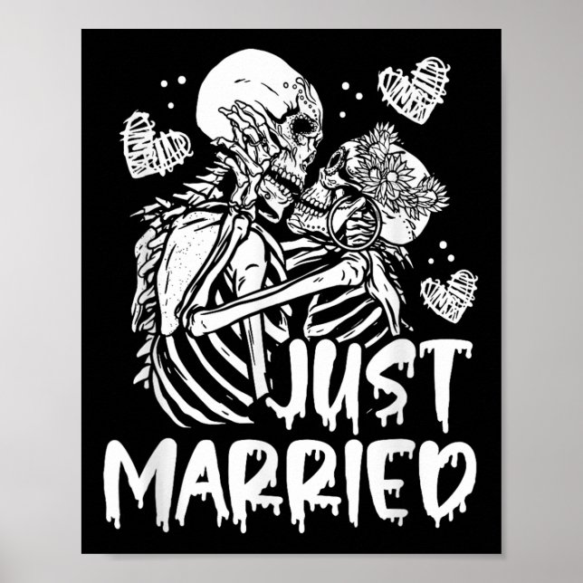 Affiche Just Married Halloween Skeleton Bride And Groom We (Devant)