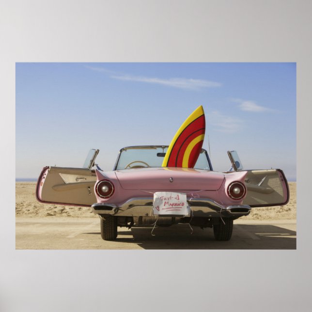 Affiche Just Married Sign And Surfboard (Devant)