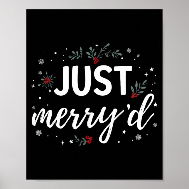 Affiche Just Merry'd Matching Christmas Wedding Party Marr (Devant)