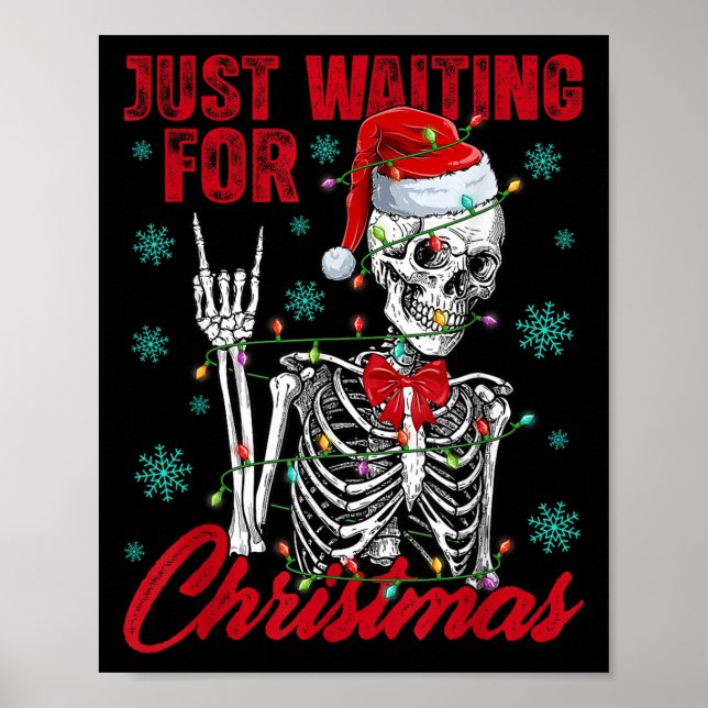 Affiche Just Waiting For Christmas Skeleton Rock Hand Sign (Devant)