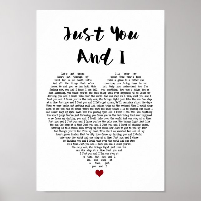 Affiche Just You And I White Heart Chanson Lyric Print (Devant)