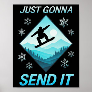 Affiche Juste Allons-y - Ski Drôle Humour Vintage