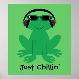 Affiche Juste Chillin' Frog Avec Casque Et Tons