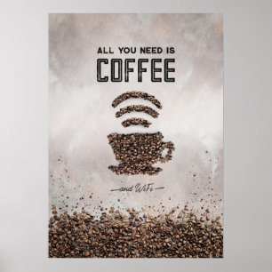 Affiche Juste du café et WiFi