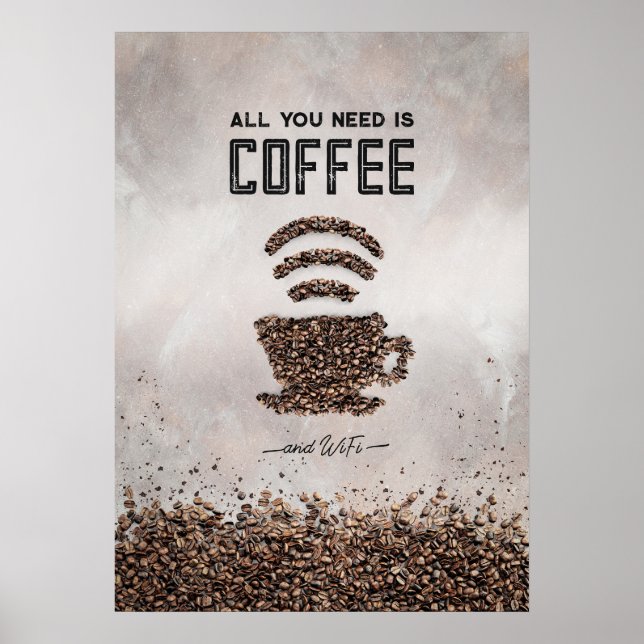 Affiche Juste du café et WiFi (Devant)