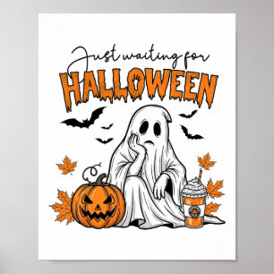 Affiche Juste En Attente Du Fantôme D'Halloween Vac Été Éf
