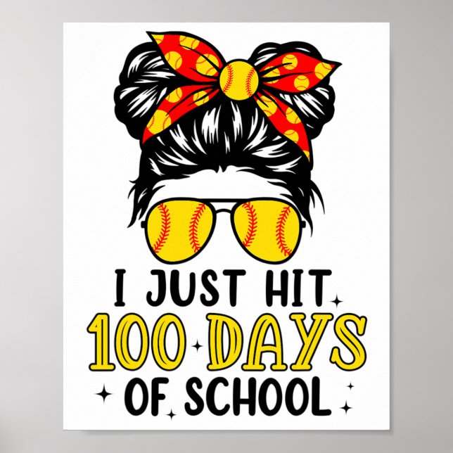 Affiche Juste Frapper Heureux 100 Jours D'école Softball C (Devant)