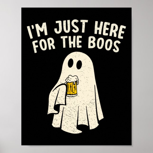 Affiche Juste Ici Pour Boos Drôle Ghost Halloween Boisson (Devant)