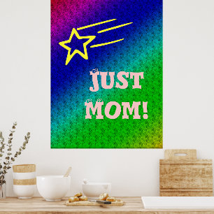 Affiche Juste Maman Superstar Bleu et Vert Étoile Ma Vie