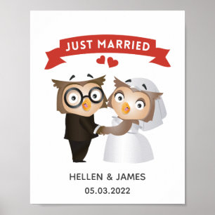 Affiche Juste marié Owl Mariage