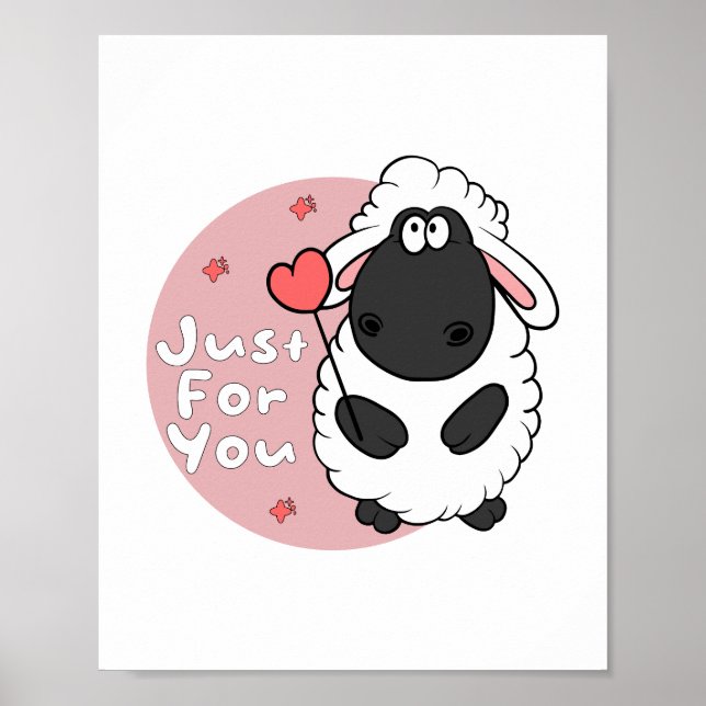 Affiche Juste pour vous Kawaii drôles moutons tient le coe (Devant)