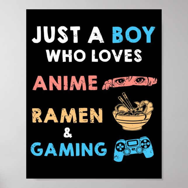 Affiche Juste un garçon qui aime Anime Ramen et jeu Ga amu (Devant)