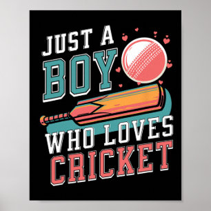 Affiche Juste un garçon qui aime le cricket T et Ll Rétro