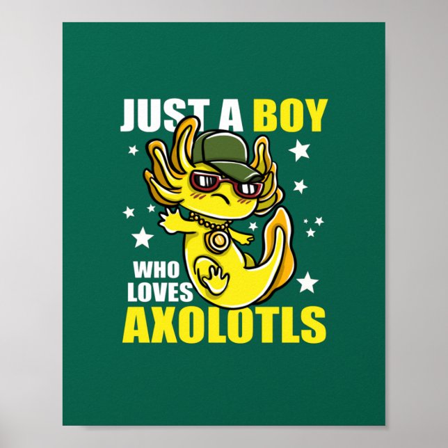Affiche Juste un garçon qui aime les axolotls Cute Funny K (Devant)