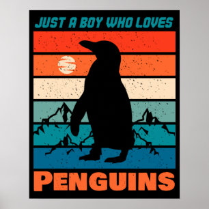 Affiche Juste un garçon qui aime les pingouins - Retro Ani