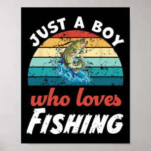 Affiche Juste Un Garçon Qui Aime Pêcher Enfants Pêcheurs G