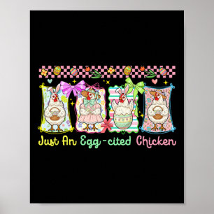 Affiche Juste un groupe de Pâques de poulet Egg-cité lapin