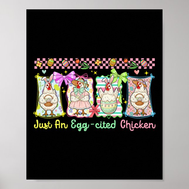 Affiche Juste un groupe de Pâques de poulet Egg-cité lapin (Devant)