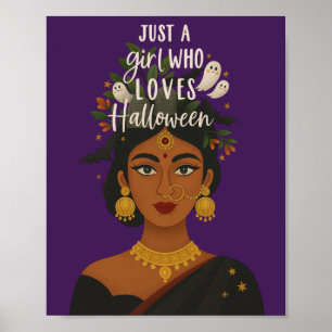 Affiche juste une fille indienne qui aime l'halloween