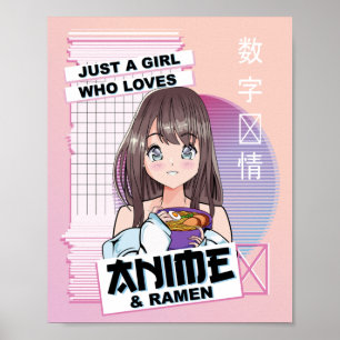 Affiche Juste Une Fille Qui Aime Anime & Ramen - Kawaii An