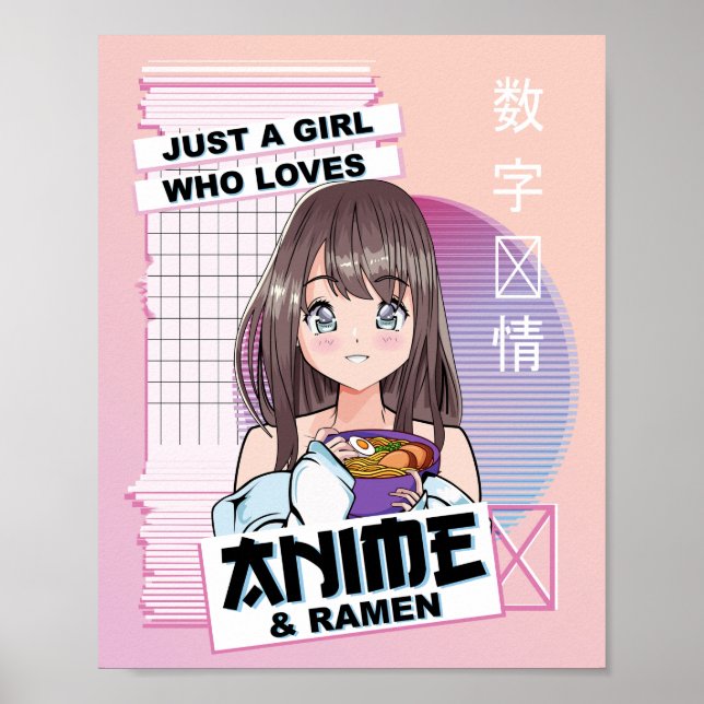 Affiche Juste Une Fille Qui Aime Anime & Ramen - Kawaii An (Devant)