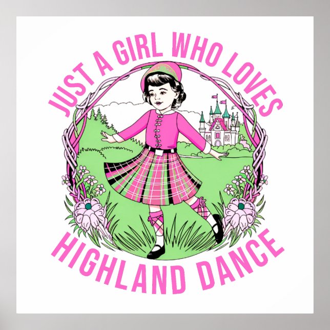 Affiche Juste une fille qui aime cadeau Highland Dance (Devant)
