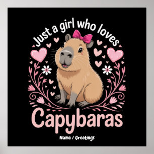 Affiche Juste une fille qui aime Capybaras drôle mignon ca