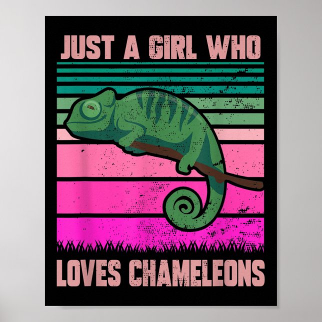 Affiche Juste Une Fille Qui Aime Chameleons Citation Drôle (Devant)