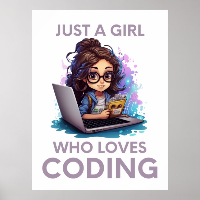 Affiche Juste Une Fille Qui Aime Coder Geek Coding Femmes (Devant)