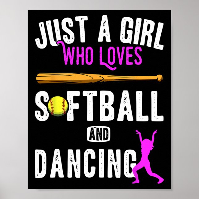 Affiche Juste Une Fille Qui Aime Danser Et Softball Enfant (Devant)