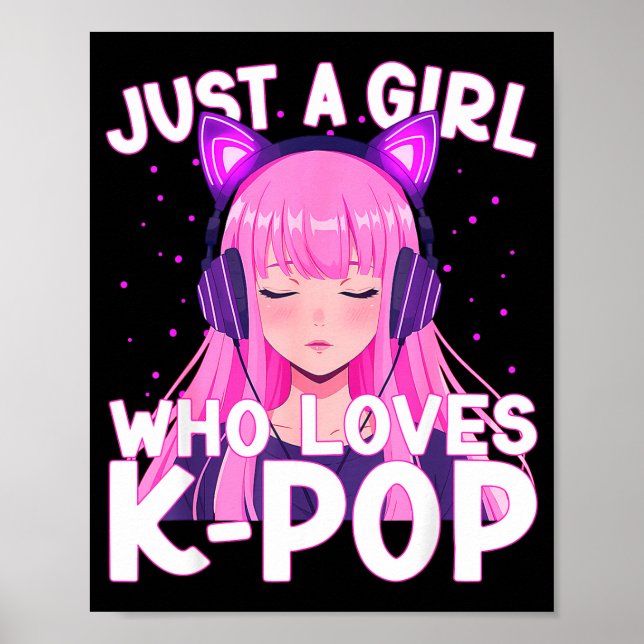 Affiche Juste une fille qui aime écouter K-p Coréen mignon (Devant)