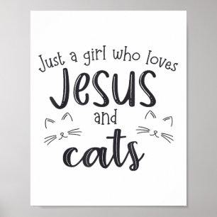 Affiche Juste Une Fille Qui Aime Jésus Et Chats _3