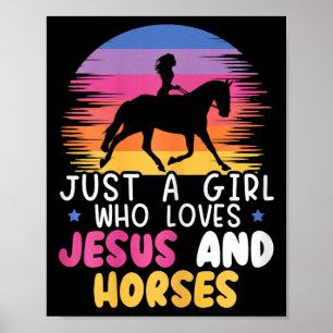 Affiche Juste Une Fille Qui Aime Jésus Et Chevaux Équestre