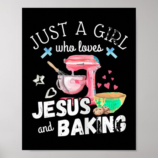 Affiche Juste Une Fille Qui Aime Jésus Et La Cuisson - Drô (Devant)