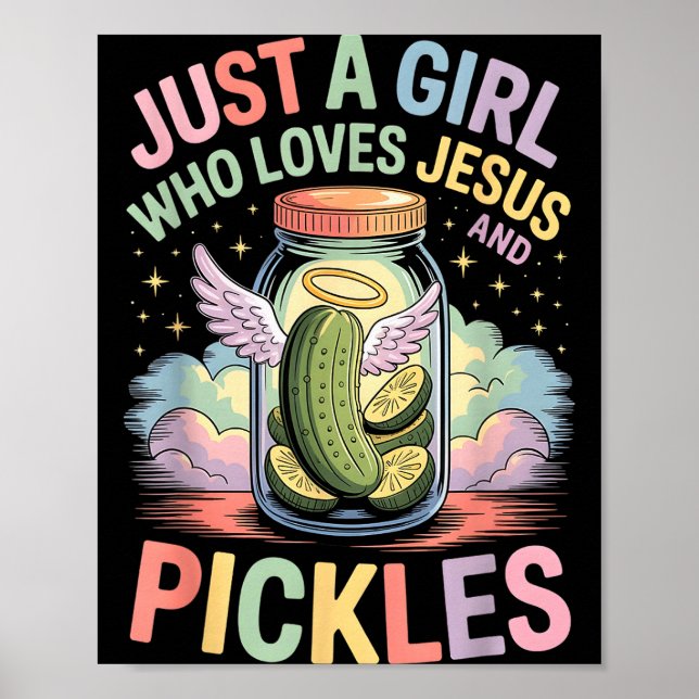 Affiche Juste une fille qui aime Jésus et les pickles drôl (Devant)