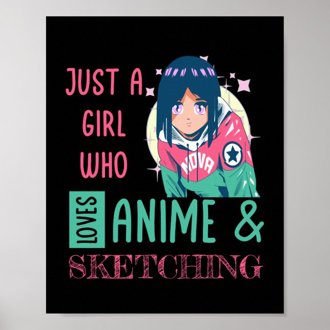 Affiche Juste une fille qui aime l'anime et le dessin (Devant)