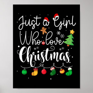 Affiche Juste une fille qui aime l'arbre de Noël Chapeau r
