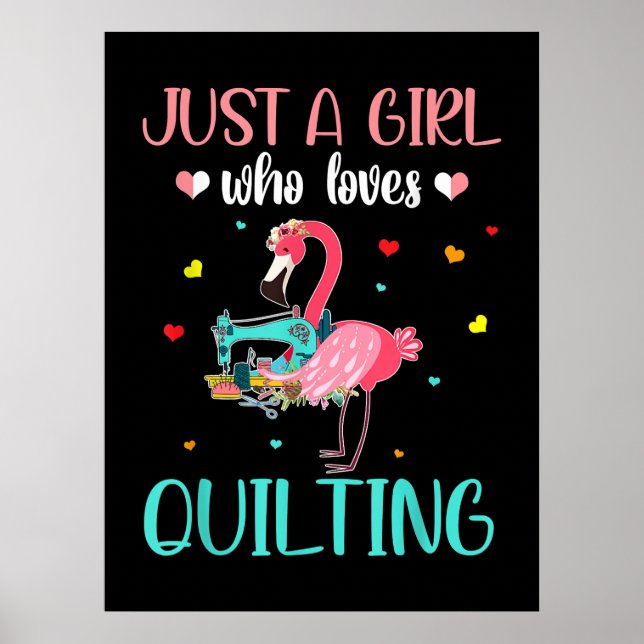 Affiche Juste Une Fille Qui Aime Le Quilting Et Le Flamant (Devant)