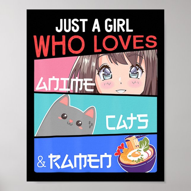 Affiche Juste Une Fille Qui Aime Les Chats Anime Ramen Lov (Devant)