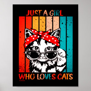 Affiche JUSTE UNE FILLE QUI AIME LES CHATS drôle chat mign