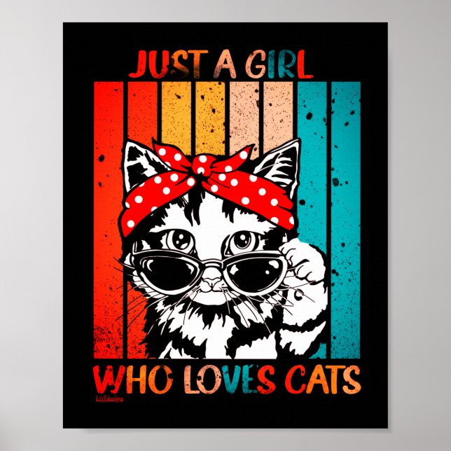 Affiche JUSTE UNE FILLE QUI AIME LES CHATS drôle chat mign (Devant)