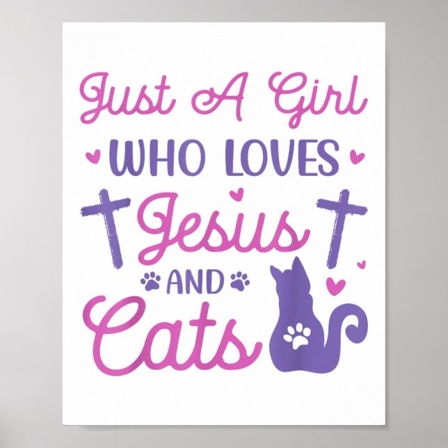 Affiche Juste Une Fille Qui Aime Les Chats Et Jésus Animal (Devant)