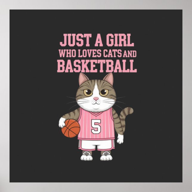 Affiche Juste une fille qui aime les chats et le basket-ba (Devant)