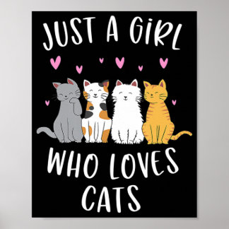 Affiche Juste une fille qui aime les chats mignonne Amoure