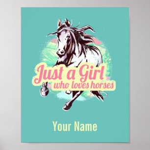 Affiche Juste Une Fille Qui Aime Les Chevaux Aquarelle Vin