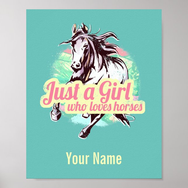 Affiche Juste Une Fille Qui Aime Les Chevaux Aquarelle Vin (Devant)